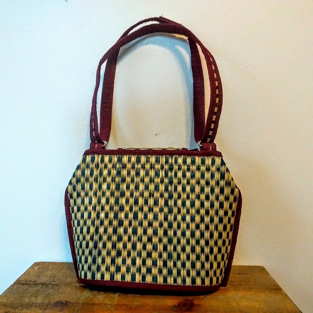 Boho Straw Basket Weave Handbag - Picture 2 of 5